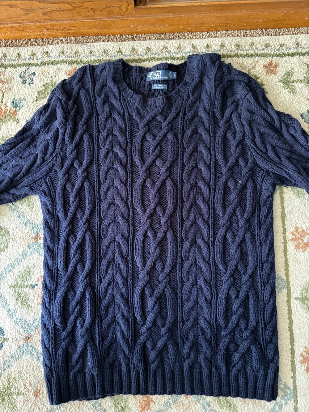 Vintage Polo by Ralph Lauren Navy Cable Knit Pima cotton Men’s Sweater - Picture 4 of 7